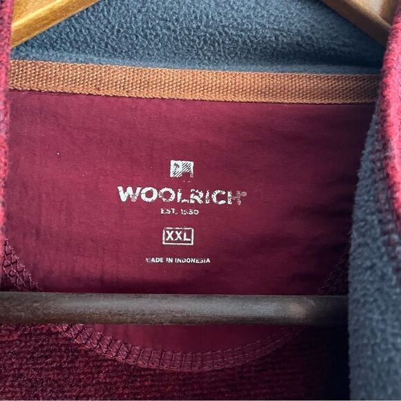 Woolrich Men's Red 1/4 Popover Pullover Fleece Jacket - Picture 4 of 8